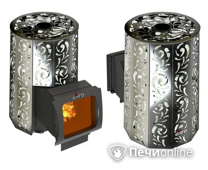 Дровяная печь-каменка GrillD Violet window long Max Жадеит 100 в Нижней Туре