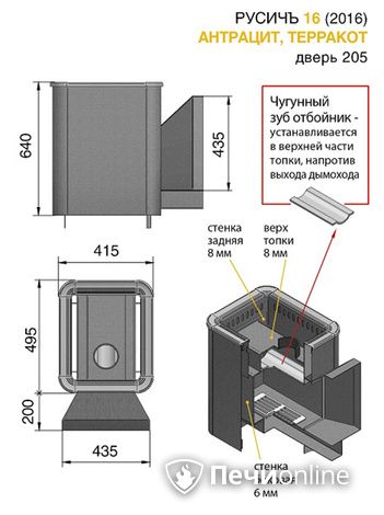 Дровяные печи-каменки Везувий Русичъ Антрацит 16 (205) 2016 в Нижней Туре